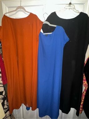SHEIN Orange, Blue & Black Simple Shift Dresses - 3-Pack